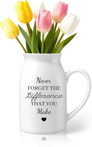 Thank You Gifts for Women, Small Ceramic Flower Vase, Farewell Going Away Goodbye Retirement Appreciation Vase Gifts for Women Coworker Employee Boss Lady Teacher Nurse Friend (Plants Not Included) in Saudi Arabia