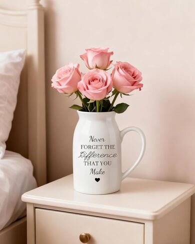 Thank You Gifts for Women, Small Ceramic Flower Vase, Farewell Going Away Goodbye Retirement Appreciation Vase Gifts for Women Coworker Employee Boss Lady Teacher Nurse Friend (Plants Not Included) in Saudi Arabia