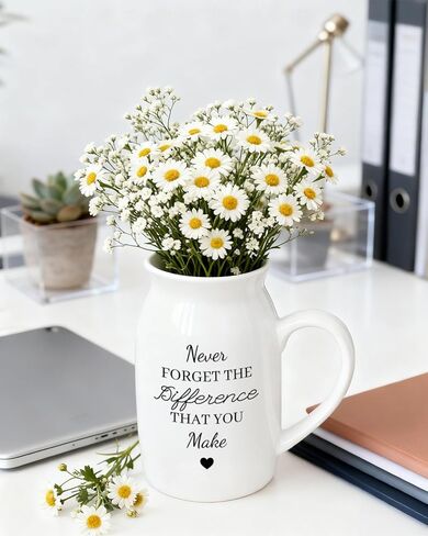 Thank You Gifts for Women, Small Ceramic Flower Vase, Farewell Going Away Goodbye Retirement Appreciation Vase Gifts for Women Coworker Employee Boss Lady Teacher Nurse Friend (Plants Not Included) in Saudi Arabia