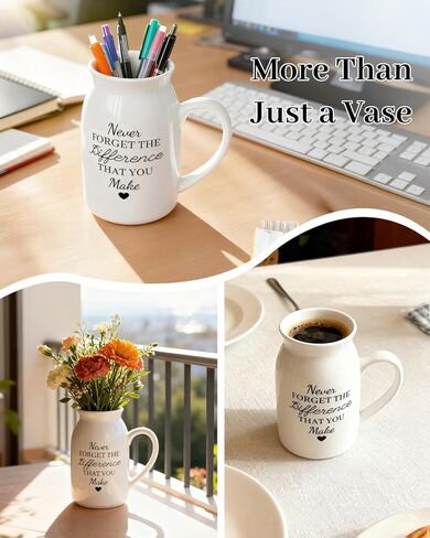 Thank You Gifts for Women, Small Ceramic Flower Vase, Farewell Going Away Goodbye Retirement Appreciation Vase Gifts for Women Coworker Employee Boss Lady Teacher Nurse Friend (Plants Not Included) in Saudi Arabia