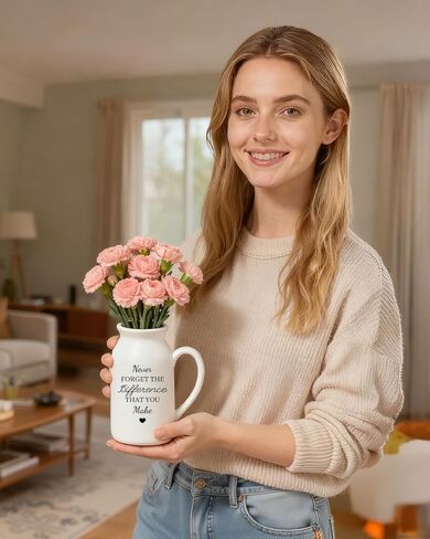 Thank You Gifts for Women, Small Ceramic Flower Vase, Farewell Going Away Goodbye Retirement Appreciation Vase Gifts for Women Coworker Employee Boss Lady Teacher Nurse Friend (Plants Not Included) in Saudi Arabia