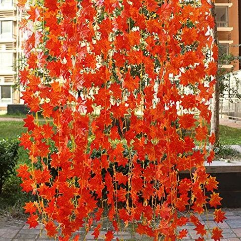 5Pcs 230cm Fall Leaf Garland, Hanging Vines Garland Artificial Fall Maple Leaves Thanksgiving Decor for Home Wedding Fireplace Party in Saudi Arabia