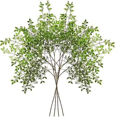 BonBloom's 4 pcs 43.3" Artificial Greenery Stems,Faux Branches for Vase,Fake Plants,Green Nandina for Home Decor Office Garden Floor Shop Wedding in Kuwait