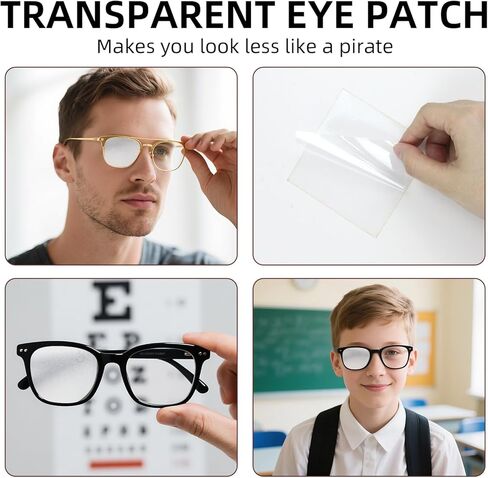 12 Pack Translucent Eye Patches for Glasses Wearers, Reusable Amblyopia and Strabismus Cover for Lazy Eye Correction and Post-Op Recovery After Eye Surgery Recovery (White) in Saudi Arabia