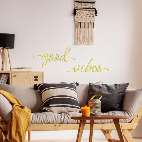 Zzbakress Gold Letter Wall Decor Good Vibes Only Gold Office Home Decor Boho Wall Decoration Metal Inspirational Room Decoration Wire Art Decor for Office Wall Bedroom Home (Relaxing) in Saudi Arabia