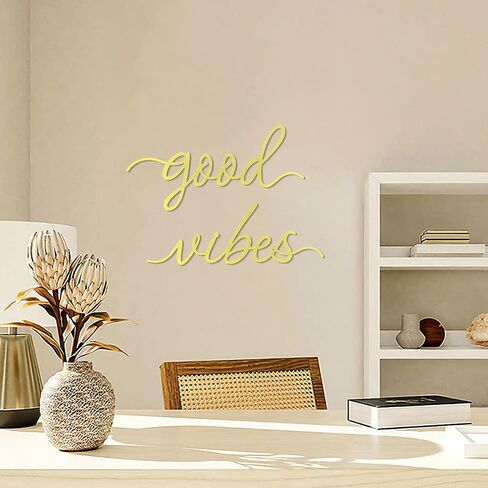 Zzbakress Gold Letter Wall Decor Good Vibes Only Gold Office Home Decor Boho Wall Decoration Metal Inspirational Room Decoration Wire Art Decor for Office Wall Bedroom Home (Relaxing) in Saudi Arabia