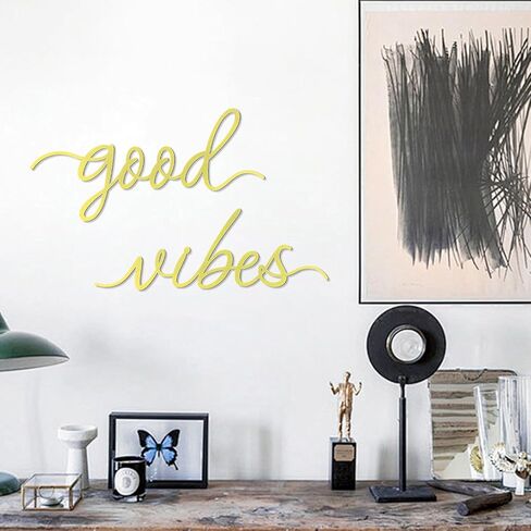 Zzbakress Gold Letter Wall Decor Good Vibes Only Gold Office Home Decor Boho Wall Decoration Metal Inspirational Room Decoration Wire Art Decor for Office Wall Bedroom Home (Relaxing) in Saudi Arabia