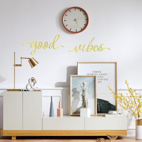 Zzbakress Gold Letter Wall Decor Good Vibes Only Gold Office Home Decor Boho Wall Decoration Metal Inspirational Room Decoration Wire Art Decor for Office Wall Bedroom Home (Relaxing) in Saudi Arabia
