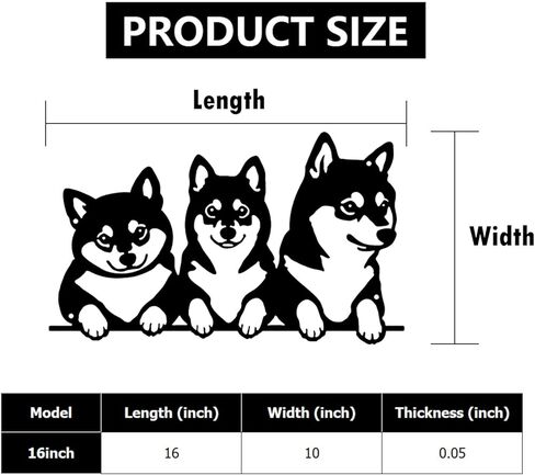 simpnavi Elegant Metal Wall Decor, 3 Cut Dog Design for Living Room, Dining Room or Kitchen, Unique Wall Art to Inspire (16inch) in Saudi Arabia