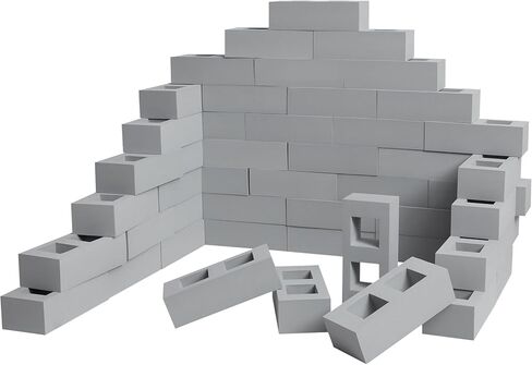 Zhanmai 50 Pack Foam Brick Building Builds للأطفال الكتل الرغوية السميكة كتل الرغوة المستطيلات الكبيرة الطوب المزيفة للتكديس وبناء 8 × 4 × 2.4 بوصة in Saudi Arabia