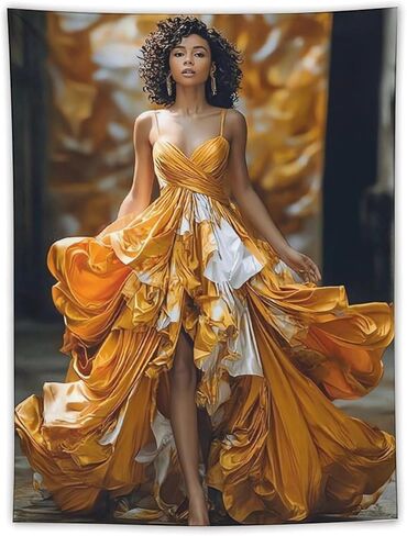 CLiqr High Fashion Runway Black Woman Tapestry Wall Hanging Aesthetic Decoration for Bedroom Living Room Wall Art Tapestries 60"x80" in Kuwait