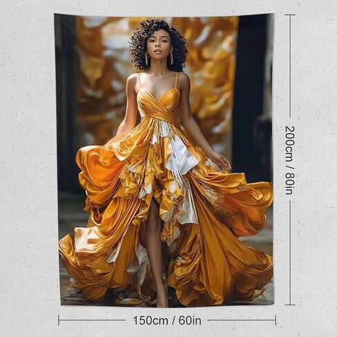 CLiqr High Fashion Runway Black Woman Tapestry Wall Hanging Aesthetic Decoration for Bedroom Living Room Wall Art Tapestries 60"x80" in Kuwait
