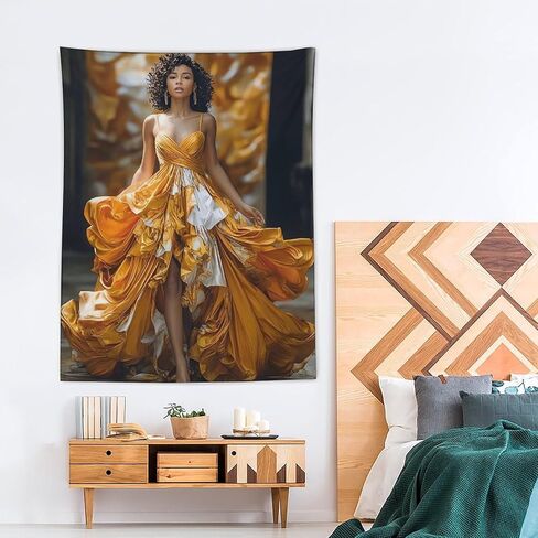 CLiqr High Fashion Runway Black Woman Tapestry Wall Hanging Aesthetic Decoration for Bedroom Living Room Wall Art Tapestries 60"x80" in Kuwait