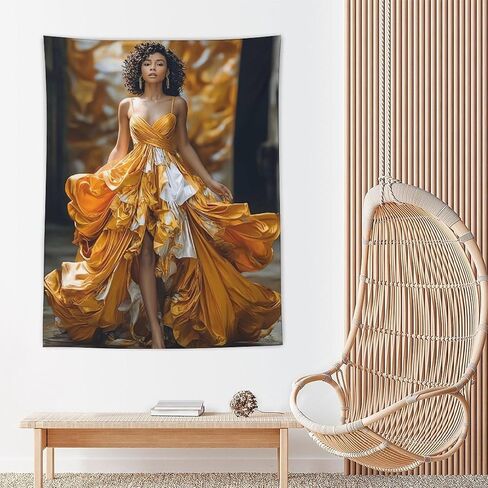 CLiqr High Fashion Runway Black Woman Tapestry Wall Hanging Aesthetic Decoration for Bedroom Living Room Wall Art Tapestries 60"x80" in Kuwait
