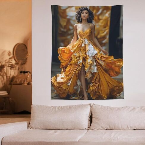 CLiqr High Fashion Runway Black Woman Tapestry Wall Hanging Aesthetic Decoration for Bedroom Living Room Wall Art Tapestries 60"x80" in Kuwait