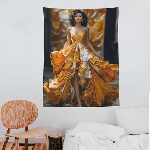 CLiqr High Fashion Runway Black Woman Tapestry Wall Hanging Aesthetic Decoration for Bedroom Living Room Wall Art Tapestries 60"x80" in Kuwait