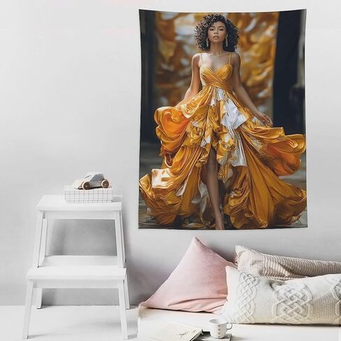 CLiqr High Fashion Runway Black Woman Tapestry Wall Hanging Aesthetic Decoration for Bedroom Living Room Wall Art Tapestries 60"x80" in Kuwait