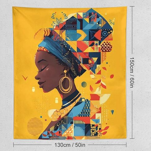 CLiqr African Wall Art Woman Bold Graphic Illustration Tapestry Wall Hanging Aesthetic Decoration for Bedroom Living Room Wall Art Tapestries 50"x60" in Kuwait