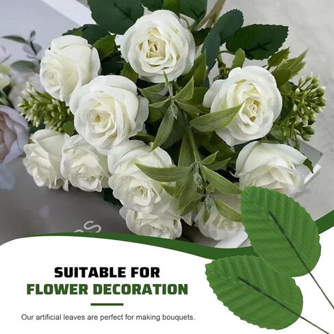 HekouJiub 200 Pcs Artificial Leaves Single Green Leaves for Decoration for Bouquets, Artificial Wreaths and Vine Decorations(Dark Green) in Saudi Arabia