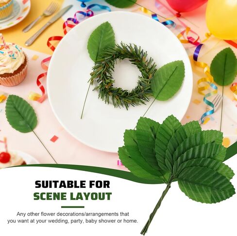 HekouJiub 200 Pcs Artificial Leaves Single Green Leaves for Decoration for Bouquets, Artificial Wreaths and Vine Decorations(Dark Green) in Saudi Arabia
