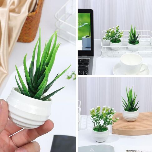 Decoration Home Garden Decor Green Plant Fake Flowers Office Table Potted Ornaments Simulated Tree Pot Plants Artificial Aloe Plants Bonsai(A) in Saudi Arabia