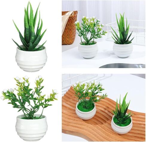 Decoration Home Garden Decor Green Plant Fake Flowers Office Table Potted Ornaments Simulated Tree Pot Plants Artificial Aloe Plants Bonsai(A) in Saudi Arabia