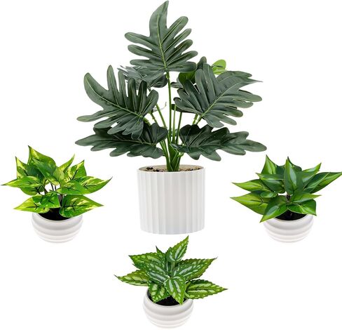 Gresorth 1 Pcs Artificial Large Palm Leaves Potted Decoration Fake Green Plant Bonsai Display Lifelike Tropical Monstera Ornament Home Housewarming Cabinet in Saudi Arabia