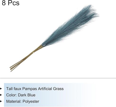 Generic 8Pcs Dark Blue 21" Faux Pampas Grass, Elegant and Versatile Artificial Pampas Grass for Living Room Party Wall Vase Wedding Decoration in Saudi Arabia