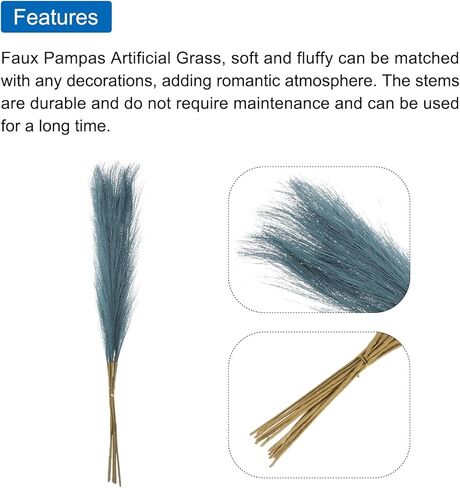 Generic 8Pcs Dark Blue 21" Faux Pampas Grass, Elegant and Versatile Artificial Pampas Grass for Living Room Party Wall Vase Wedding Decoration in Saudi Arabia