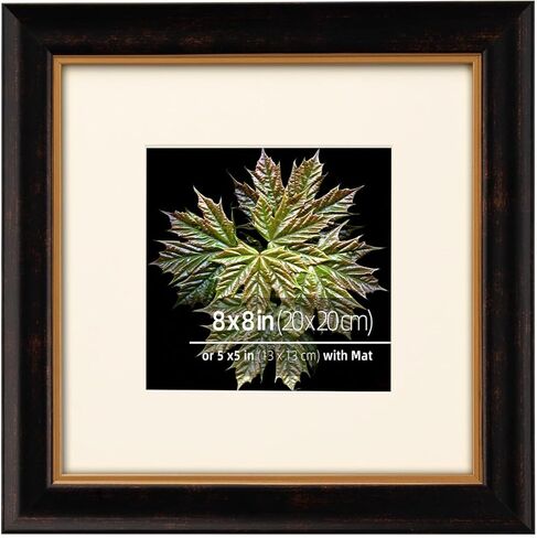 إطار صورة عتيق من Eitida مقاس 11 × 14 من الخشب البني والذهبي بلونين، حصيرة كريمية للصور مقاس 8 × 10، طباعة فنية، غطاء زجاجي حقيقي، جاهز للعرض على الحائط أو سطح الطاولة، الجزء الداخلي ذهبي in Kuwait