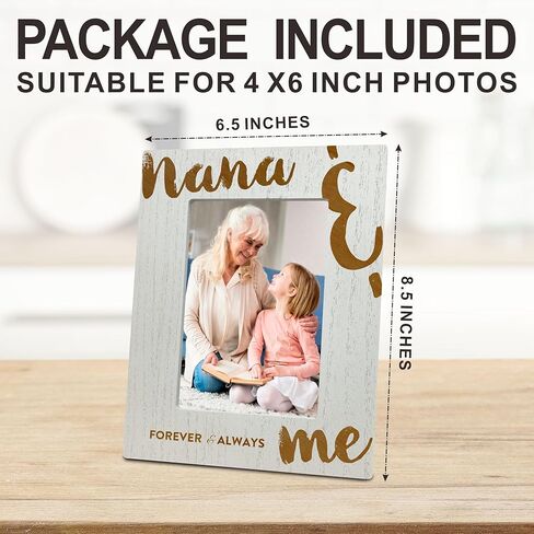 Photo frame of me & grandma, 4 x 6 Wooden White Frame Back support, For desktop decoration wall display, Nana Gifts, Given to Grandma by her grandchildren Gift, Mother's Day Gifts and Supplies - A05 in Saudi Arabia