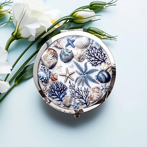 Silver Compact Mirror, 2.8×2.8 inch Double-Sided Folding Makeup Mirror with I Will You're Only Forever Floral Design, Ideal Gift for Women in Saudi Arabia