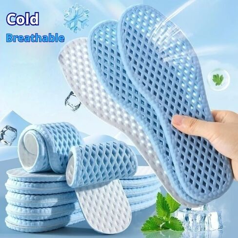 Mesh Breathable Insoles for Shoes Summer Cool Insole Feet Running Sports Shock Absorption Memory Foam Shoes Pads in Saudi Arabia