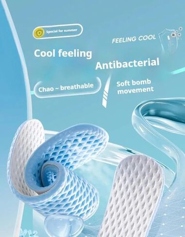 Mesh Breathable Insoles for Shoes Summer Cool Insole Feet Running Sports Shock Absorption Memory Foam Shoes Pads in Saudi Arabia