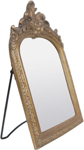 FAGTIKY Bronze Vintage Vanity Desk Makeup Mirror Antique Decorative Wall Mirror,Resin Carved Arched Mirror for Living Room,Bedroom Dresser,Home Decor ﻿ (Large) in Saudi Arabia