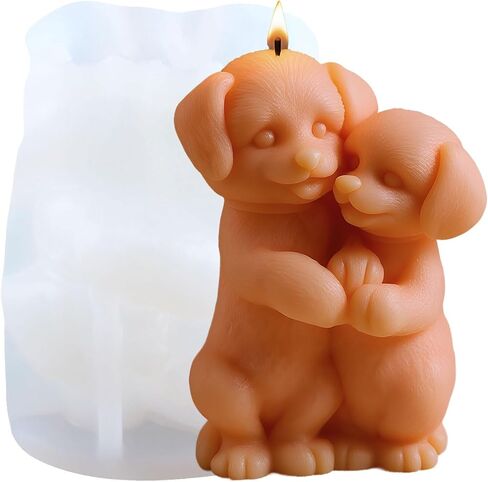 3D Teddy Dog Mold Dog Candle Molds Animal Mold Dog Resin Casting Mold for Candle Making Resin Aromatherapy Gypsum Wax Soap Clay Craft in Kuwait