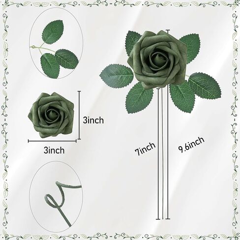 YEEFLORA Artificial Flowers, 25pcs Realistic Artificial Rose for Centerpieces Arrangements, Sage Green Foam Flowers with Stem for Bridal Shower Party Home Decorations in Saudi Arabia