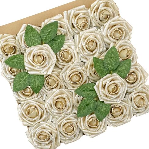YEEFLORA Artificial Flowers, 25pcs Realistic Artificial Rose for Centerpieces Arrangements, Sage Green Foam Flowers with Stem for Bridal Shower Party Home Decorations in Saudi Arabia