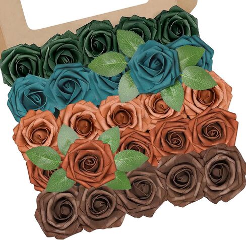 YEEFLORA Artificial Flowers, 25pcs Realistic Artificial Rose for Centerpieces Arrangements, Sage Green Foam Flowers with Stem for Bridal Shower Party Home Decorations in Saudi Arabia
