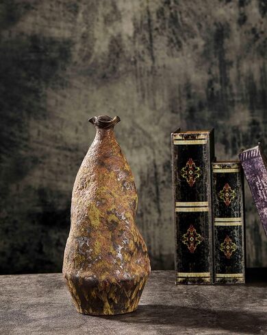 Handmade Wabi-Sabi Ceramic Vase - 13.3" Rustic Farmhouse Decor, Primitive Home Accent for Living Room, Cottagecore Gift (5.5"x5.5"x13.3") in Saudi Arabia