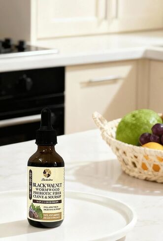 صبغة Starisetme Wormwood Black Walnut Cleanse للبشر - البريبايوتيك الصحي للأمعاء بقوة قصوى مع القرنفل، القشطة الشائكة، بذور اليقطين، بالإضافة إلى الفيتامينات والمعادن للمناعة والمزاج، النساء والرجال - نباتي، غير معدّل وراثيًا in Kuwait