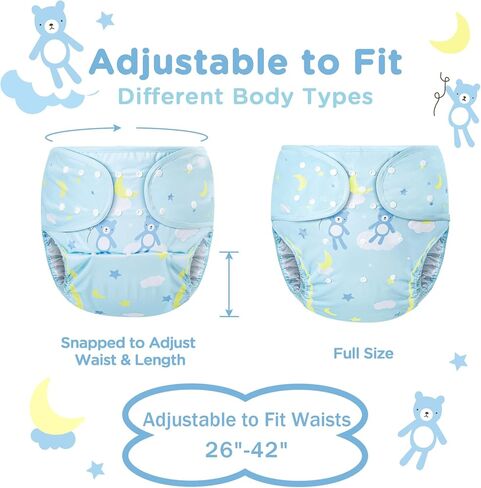 Littleforbig Washable Adjustable Reusable Waterproof Cloth Adult Diaper Wrap Cover One Size - Little Dreamers Pattern in Saudi Arabia