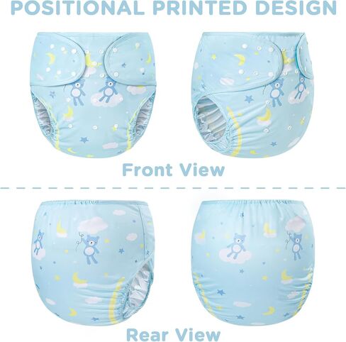 Littleforbig Washable Adjustable Reusable Waterproof Cloth Adult Diaper Wrap Cover One Size - Little Dreamers Pattern in Saudi Arabia