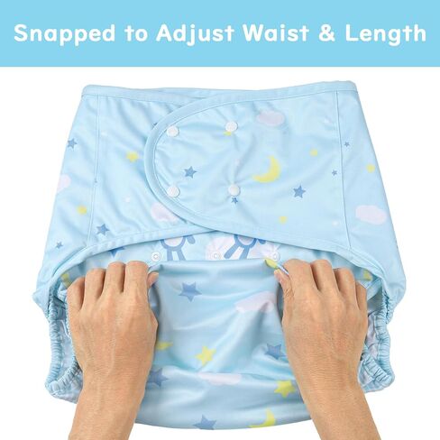 Littleforbig Washable Adjustable Reusable Waterproof Cloth Adult Diaper Wrap Cover One Size - Little Dreamers Pattern in Saudi Arabia