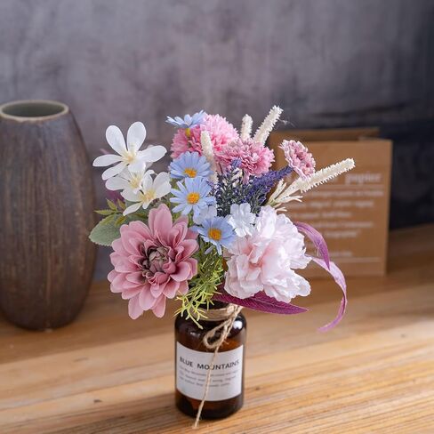 Botius Artificial Flowers Bouquet Fake Flower Bouquet Silk Seasonal Floral Plant Arrangements for Bridal Bouquets Home Party Wedding Table Centerpieces Decor Gravesites Decoration, Dark Pink in Saudi Arabia