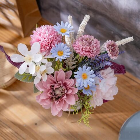 Botius Artificial Flowers Bouquet Fake Flower Bouquet Silk Seasonal Floral Plant Arrangements for Bridal Bouquets Home Party Wedding Table Centerpieces Decor Gravesites Decoration, Dark Pink in Saudi Arabia
