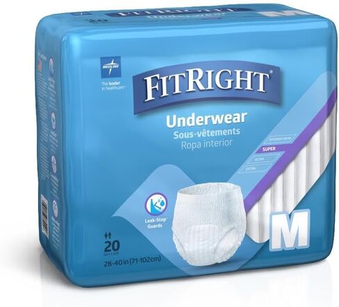 Medline Protection Plus Disposable Protective Incontinence Underwear, Medium, 28 to 40", 20 Count (Pack of 1) in Saudi Arabia