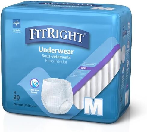 Medline Protection Plus Disposable Protective Incontinence Underwear, Medium, 28 to 40", 20 Count (Pack of 1) in Saudi Arabia