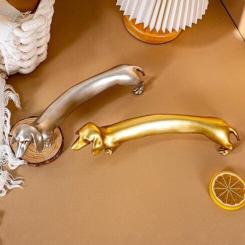 تمثال دشهند من الراتنج الصلب من تشوفي - ديكور ذهبي أنيق لسطح المكتب، هدية فريدة لمحبي الكلاب، ديكور منزلي عتيق، قطعة فنية متينة قابلة للتجميع (9.09 بوصة) in Kuwait