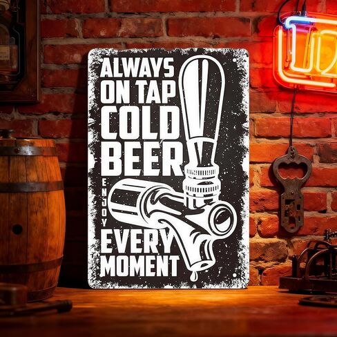 لوحة فنية جدارية معدنية من قطعة واحدة من Craft Beer - ديكور صنبور عتيق لشريط الكهف للرجال، والبيرة الباردة الريفية ولوحة الأصدقاء الجيدين مع غطاء زجاجة، أزرق in Saudi Arabia